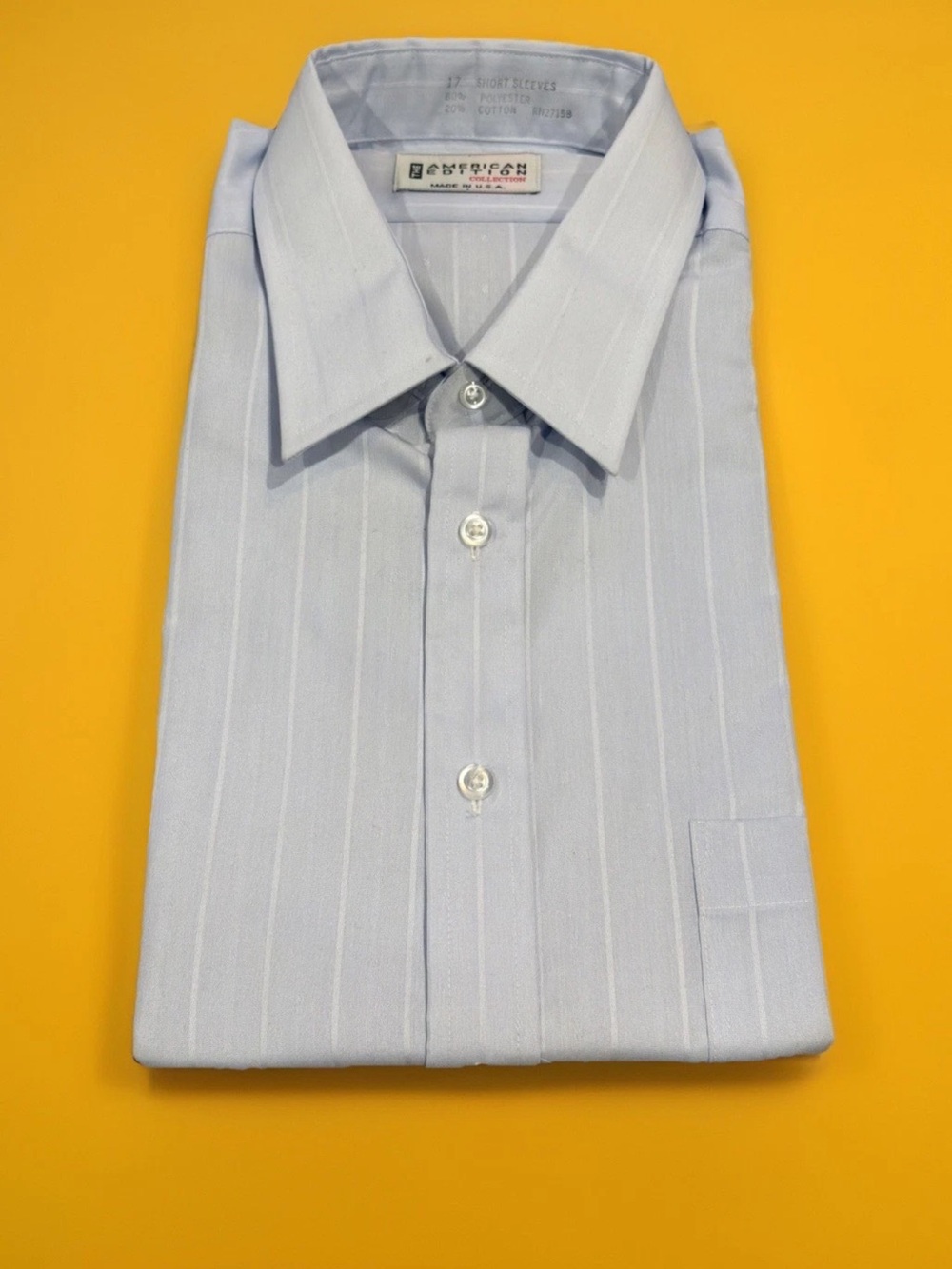 American Edition Collection Men's Vintage Blue Striped Button Up SS Shirt Sz L